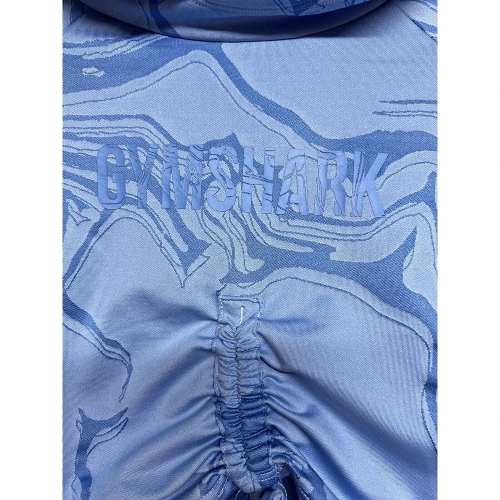 Gymshark Power Pullover Crop Top Blue Swirl Women’s Size XS‎